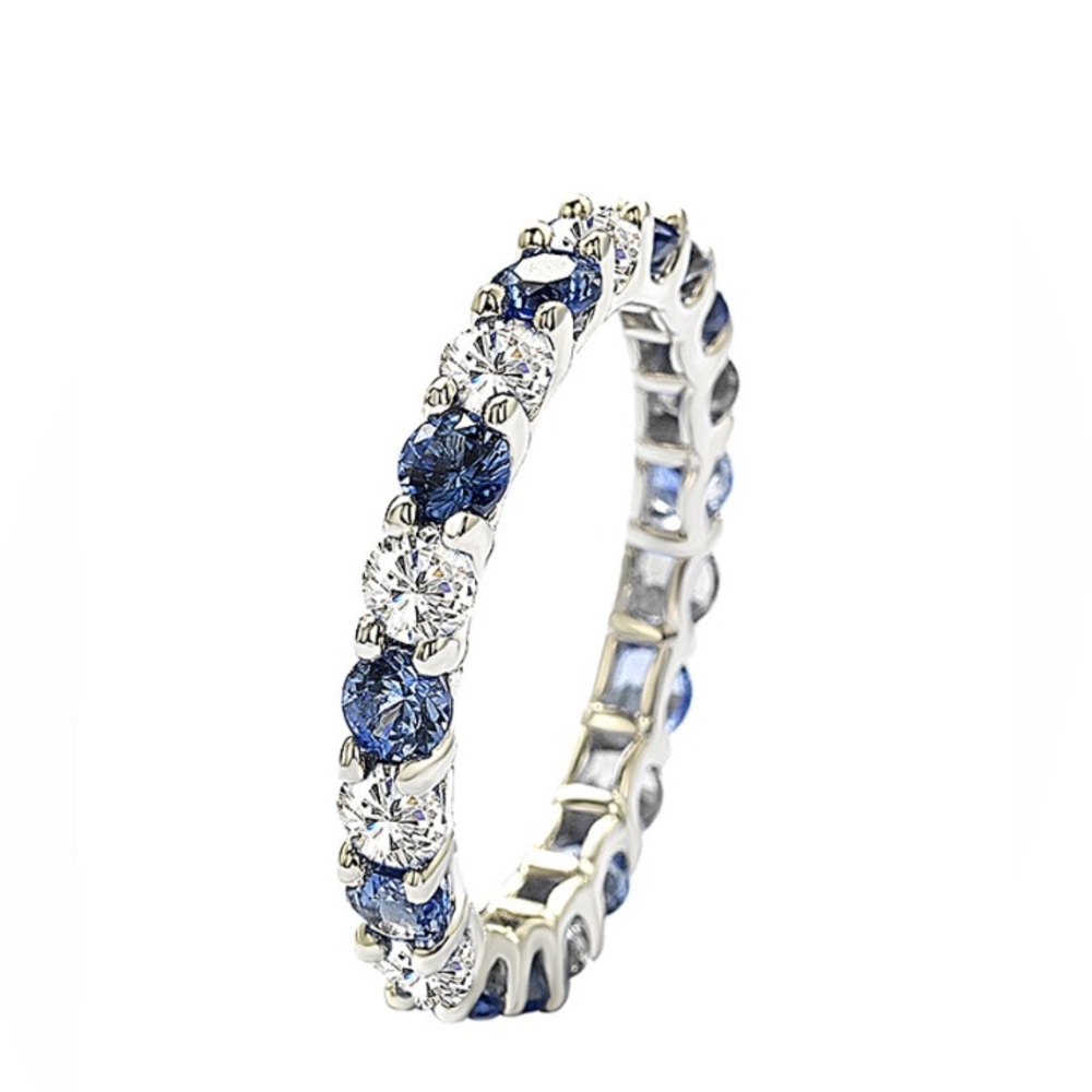 Levian Sapphire Sterling Silver Eternity Band - Picture 13 of 14